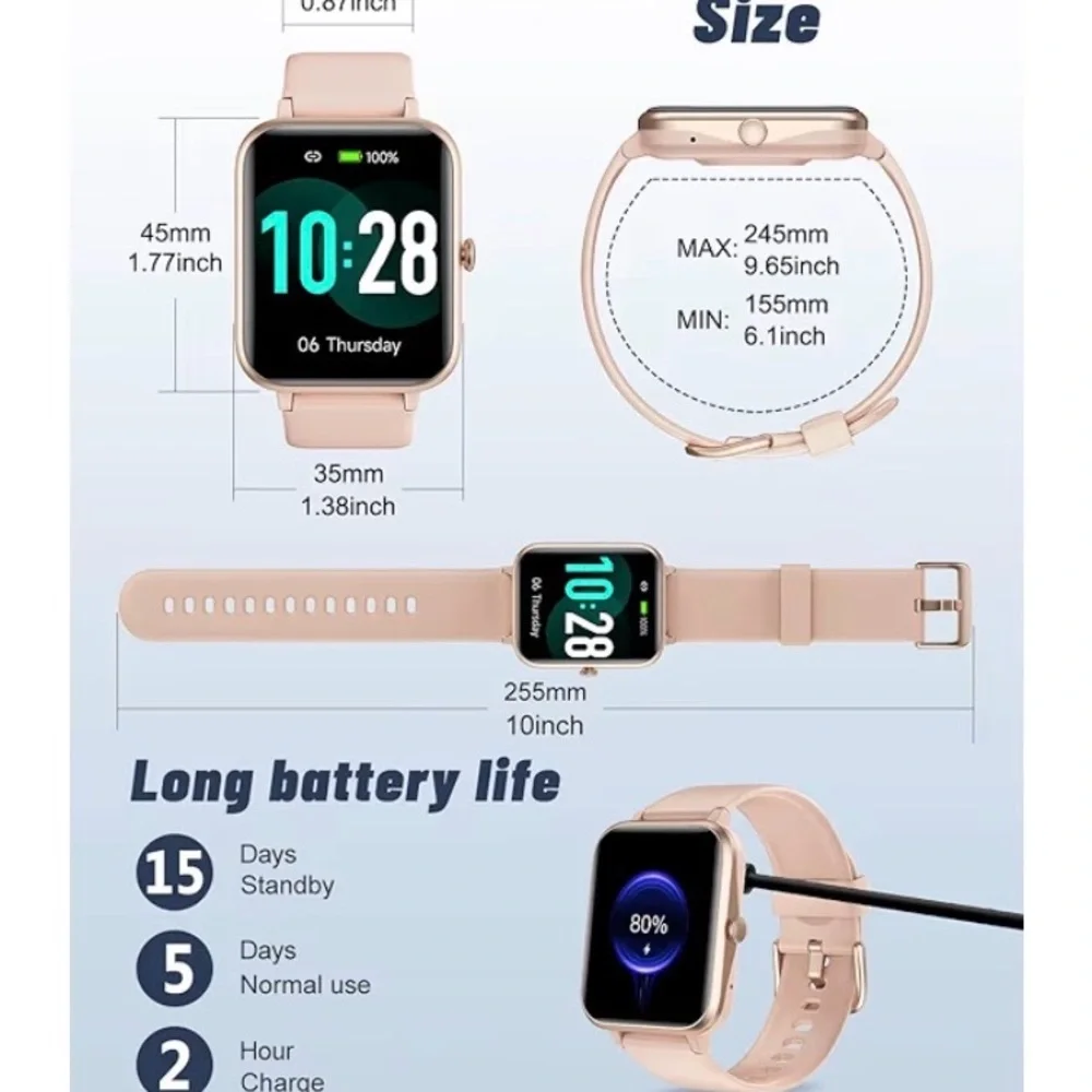 GRV Smart Watch for iOS and Android Phones, Watches for Women IP68 Waterproof